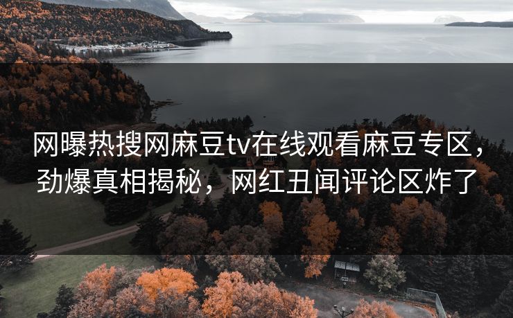 网曝热搜网麻豆tv在线观看麻豆专区，劲爆真相揭秘，网红丑闻评论区炸了