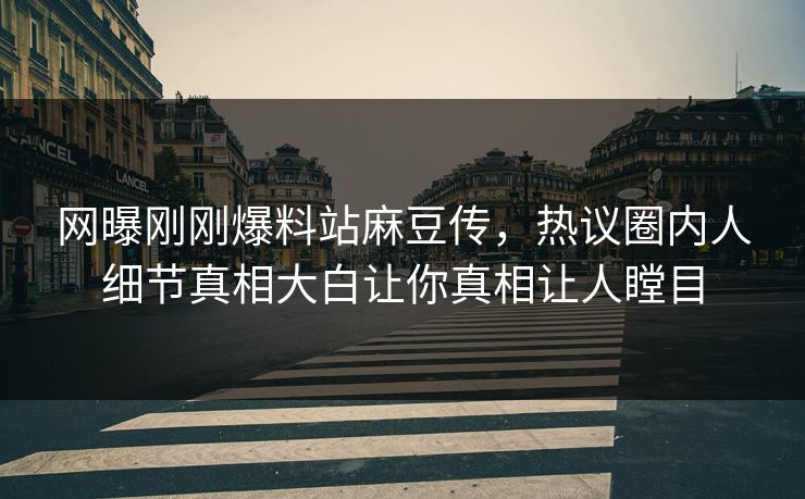网曝刚刚爆料站麻豆传，热议圈内人细节真相大白让你真相让人瞠目